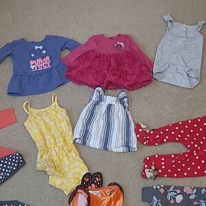 9-12 months clothing lot pajamas, shirts, pants and butterfly costume